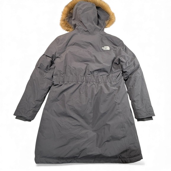 The North Face Arctic Parka Womens Large 550 Down DryVent Fur Hood Gray Long - Picture 2 of 13